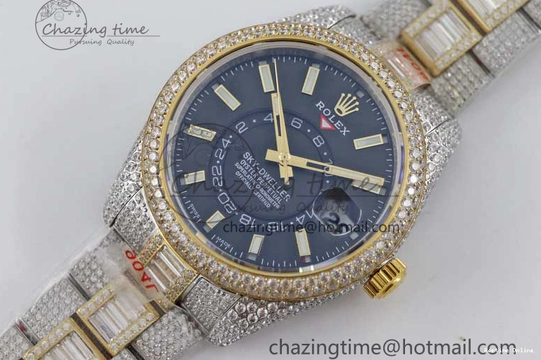 0203 Effortless Diamond Skydweller SS YG TWF Best Edition Black Dial on SS YG Bracelet Asian 23J to 2343